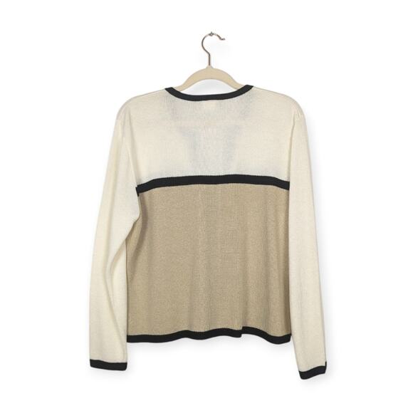 Vintage Dylani Acrylic Two-Piece Cream & Tan Sweater Set Size L - Picture 4 of 12